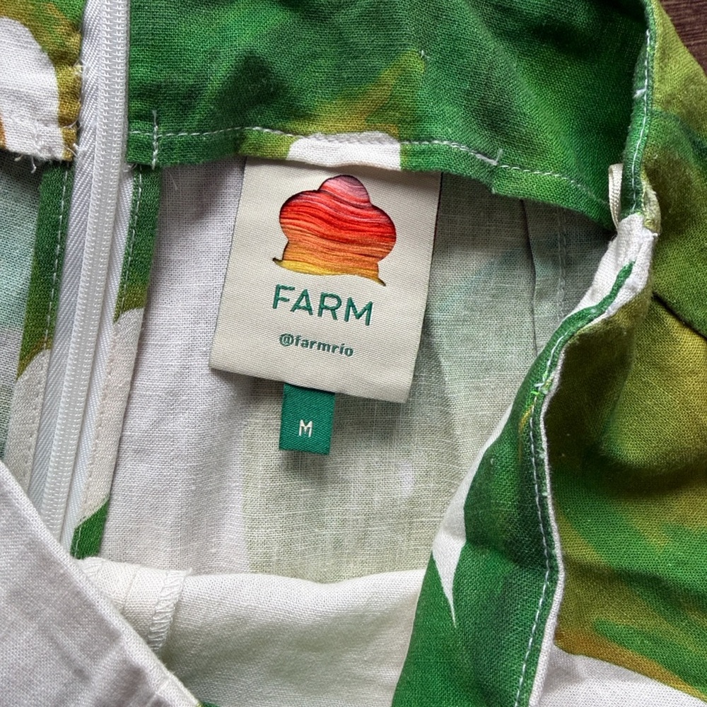 FARM Rio Green & White One-Shoulder Wide Leg Jumpsuit with Leaf Print - Picture 8 of 10
